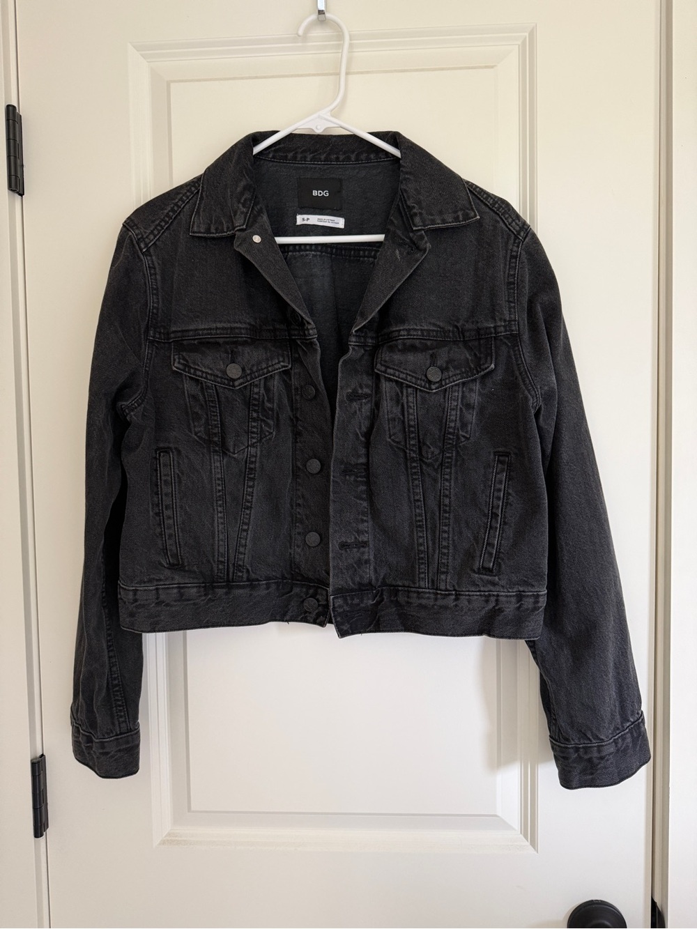 BDG Washed Black Cropped Denim Jacket